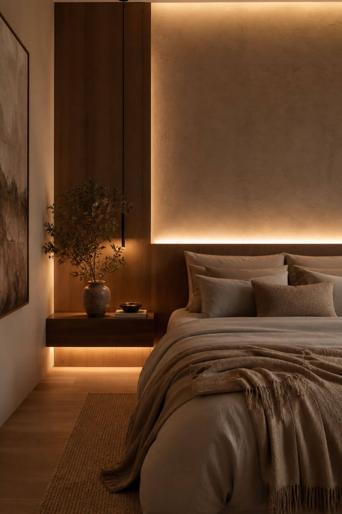 Bedroom lighting ideas that make your room look expensive with layered warm lamps, wall lighting and soft neutral bedding