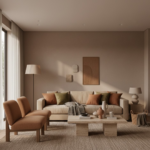 Earth Haven - Warm modern living room ideas colour palette featuring soft neutrals and earthy accent tones