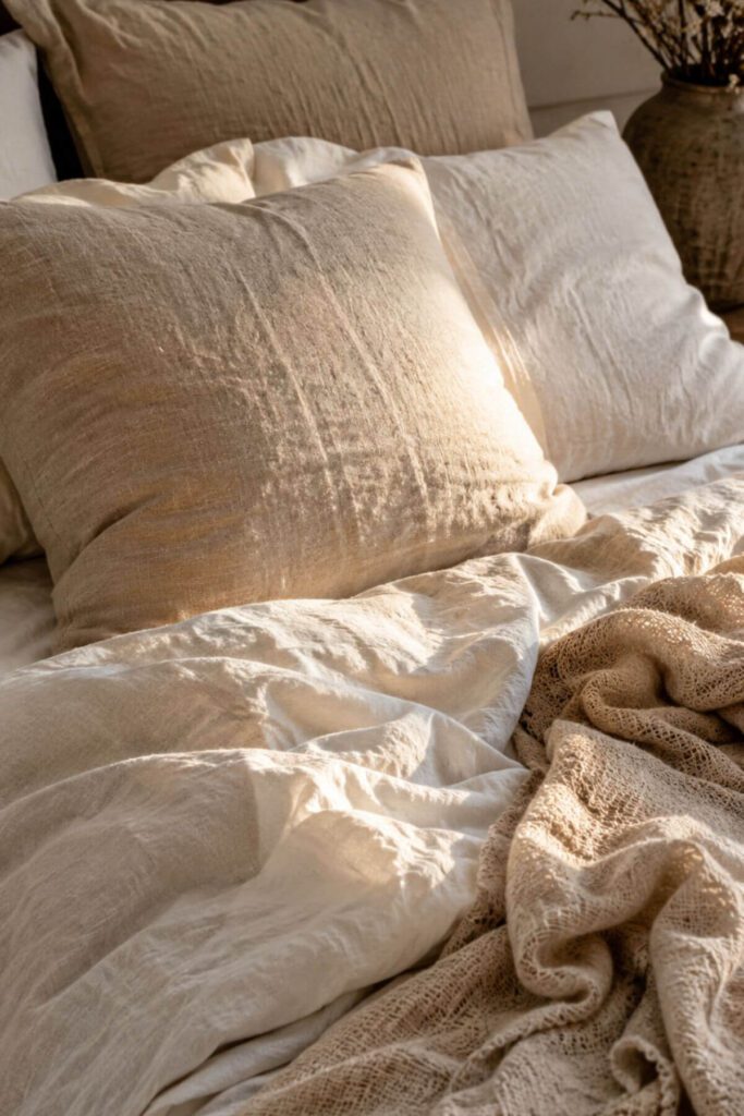 Warm bedside lighting in a cozy luxury bedroom